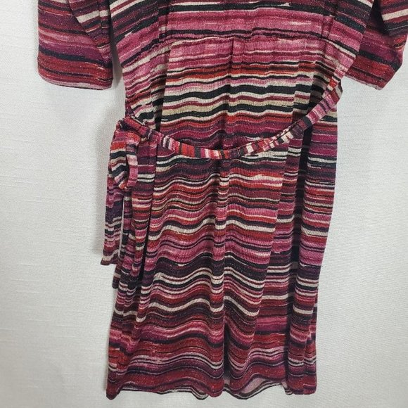 Lane Bryant Midi Dress Womens 18/20 2x Colorful Stripes Sparkle Tie Waist Party - Picture 7 of 14